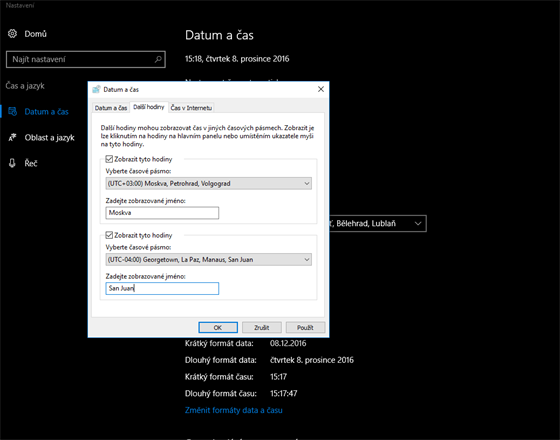 Windows 10 - Jak si nastavit více časových pásem